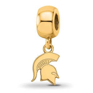 Black Bow Jewelry 14k Yellow Gold Plated Sterling Silver Michigan State Spartans NCAA Bead Charm - 1 of 4