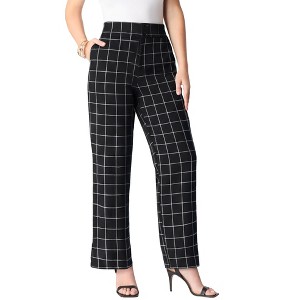 Roaman's Plus Size Bi-Stretch Wide Leg Pant - 1 of 3