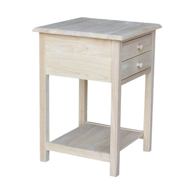 Eco-Friendly Unfinished Rubberwood Square Side Table with Storage