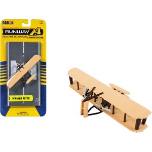 Wright Flyer Biplane Aircraft Beige with Runway Section Diecast Model Airplane by Runway24 - 1 of 3