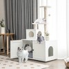 Costway 2-in-1 Wooden Litter Box Enclosure with Cat Tree Hidden Washroom Furniture White/Brown/Gray - 3 of 4