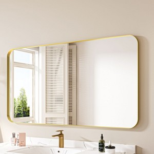 Wall-Mounted Mirror Rectangle Bathroom Vanity Mirrors Framed Mirrors Aluminum Framed Bathroom Mirror - 1 of 4