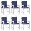 vidaXL Lowback Chair Cushions 6 pcs Navy Blue Fabric - 4 of 4