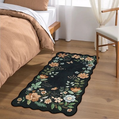 Lahome Machine Washable Back to College Series Floral Plant Floor Mat-Natural Bio-Printed Soft Rug for Living Room, School, Bedroom, or Entryway
