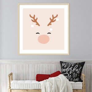 Amanti Art 33"x33" Deer and Baubles by Orara Studio Wood Framed Wall Art Print - 1 of 4