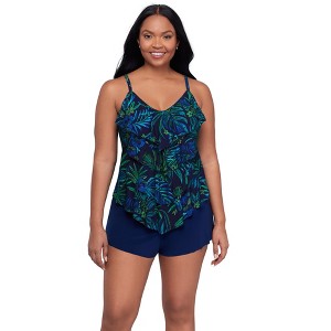 Trimshaper Women's Lena 4 Tier Ruffle Tankini Swimsuit Top - 1 of 3