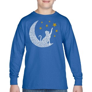 LA Pop Art Cat Moon - Boy's Word Art Long Sleeve T-Shirt - 1 of 4