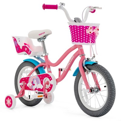 Honeyjoy 14 Inches Kids Bicycle w/Training Wheels & Basket for Boys & Girls Age 3-5 Years