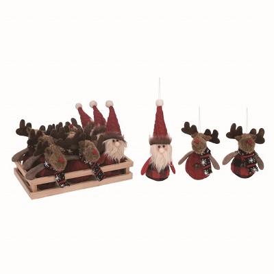 Transpac Polyester 5 in. Multicolor Christmas Plush Rustic Holiday Ornaments Set of 12