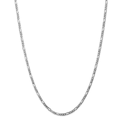 Black Bow Jewelry 3mm 14k White Gold Flat Figaro Chain Necklace