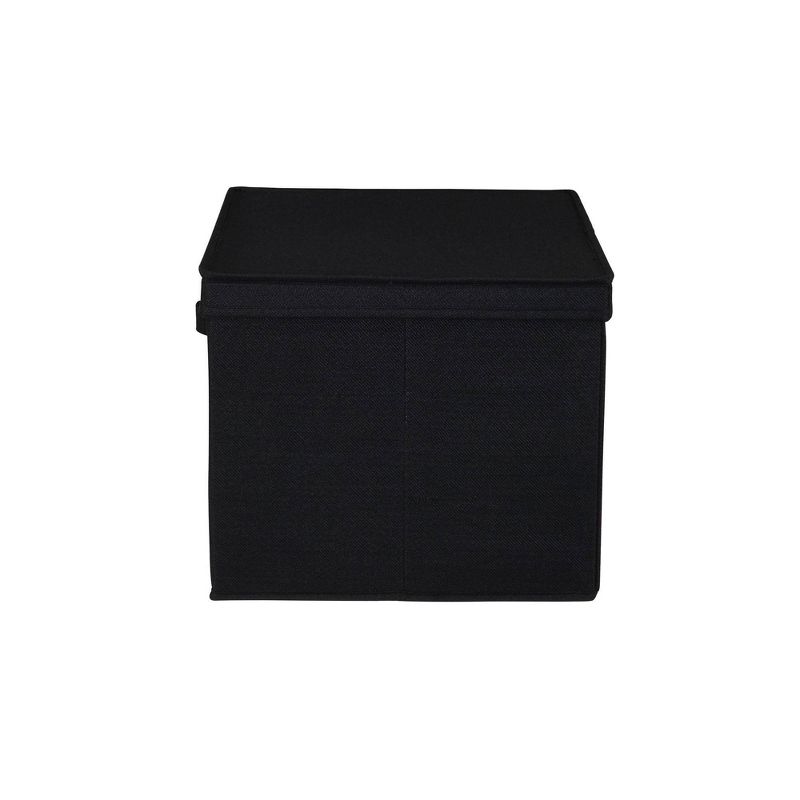 Household Essentials Set of 2 Wide Storage Boxes with Lids Black Linen, 6 of 9
