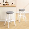 Beautyolove 26 in. White Backless Wood Counter Height Swivel Bar Stool with Padded Fabric Seat (Set of 2) - 3 of 4
