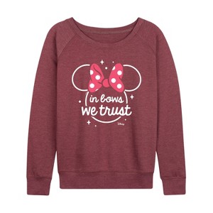 Women's - Disney - Minnie Mouse Lightweight French Terry Wide Neck Long Sleeve Shirt - 1 of 4