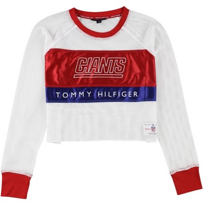 Tommy Hilfiger Womens Giants Mesh Crop Graphic T-Shirt