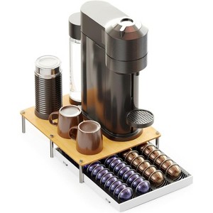 Bamboo Coffee Pod Drawer for Nespresso Vertuo, 40 Large or 56 Small Capsule Storage Tray - 1 of 4