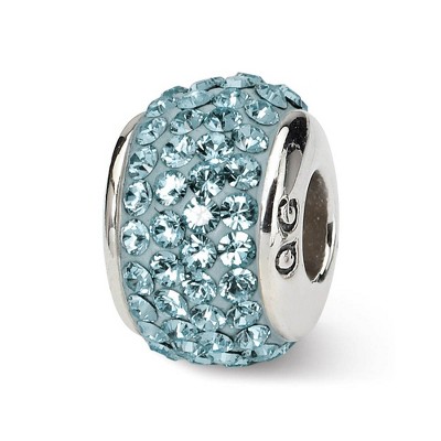 Black Bow Jewelry Sterling Silver with Pale Blue Crystals December Birthstone Bead Charm