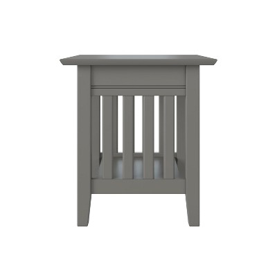 Eco-Friendly Mission Grey Square Wood End Table with Charging Station