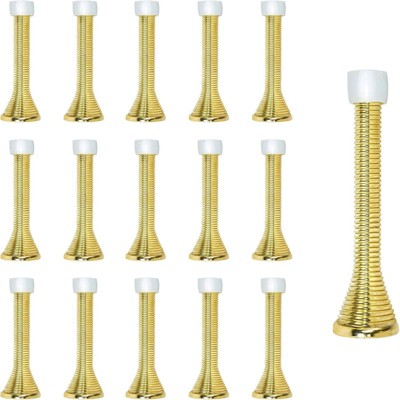 Attop 16-Pack Heavy Duty Spring Door Stops - Flexible Gold Door Stopper with Safe Rubber Tips, Protect Walls & Doors