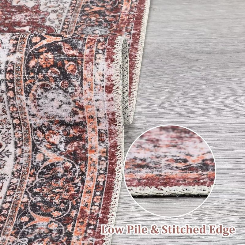 Washable Area Rugs for Living Room Vintage Persian Rug Boho Distressed Rug Carpet, 5 of 8