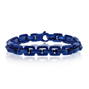Metallo Stainless Steel Anchor Link Bracelet - Blue Plating - Blue - 8.5 Inch - 1 of 4