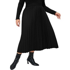Womens Plus Size Skirt Elastic Waist Boho Skirts with Pockets - 1 of 1