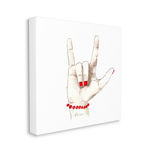Stupell Industries I Love You Sign Language Gesture Red Accents Target