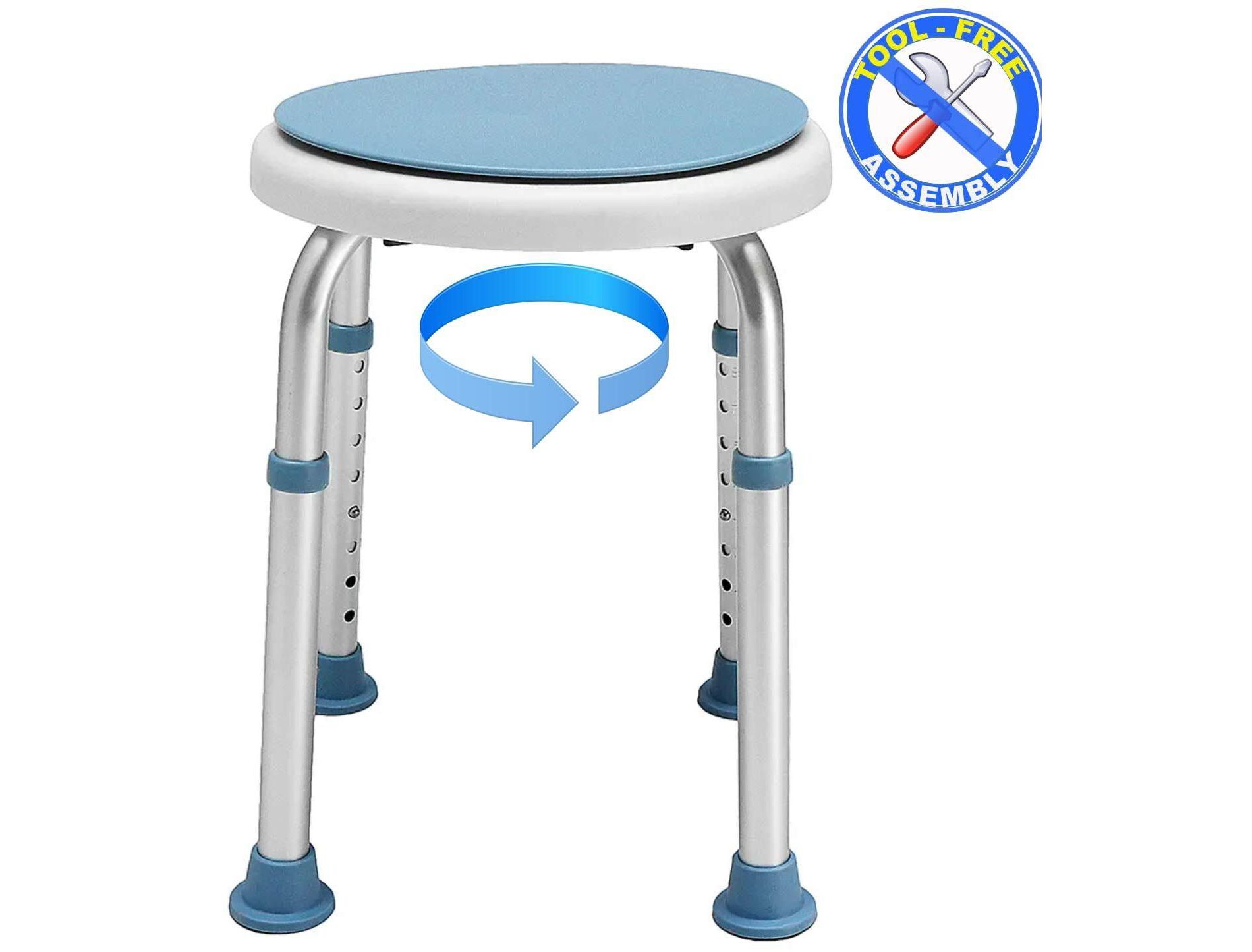 5 Star Super Deals Shower Chair & Bath Rotating Stool for Elderly - Adjustable Height 360° Swivel Seat, Lightweight, Non-Slip & Round Padded