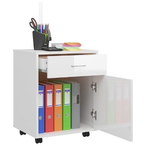 CLIHOME Rolling Cabinet with 1 Door & 1 Drawer Mobile Container Office Cabinet Filing Cabinet Office Under-Desk Storage Cabinets - 1 of 4
