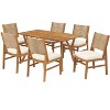 Christopher Knight Home Maurice 7 Piece Patio Rustic Acacia Wood Dining Set with Wicker Woven Chair - 2 of 4