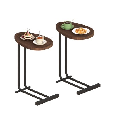 NicBex C-Shaped Side End Table for Sofa and Bedside,Couch Side Tables,Wood End Table with Metal Frame Slide for Bedroom Living Room