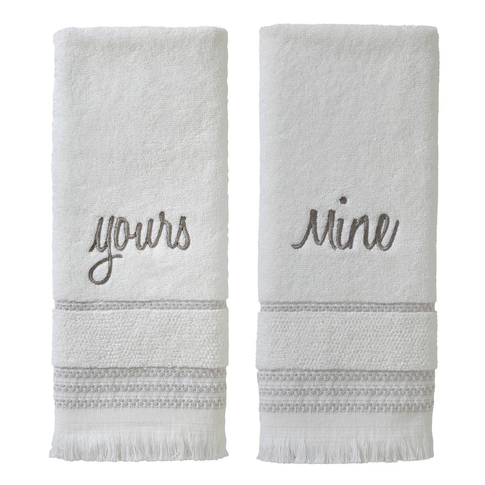 Photos - Towel 2pc Mine and Yours Hand  Set White - SKL Home: Cotton Jacquard, Midwe