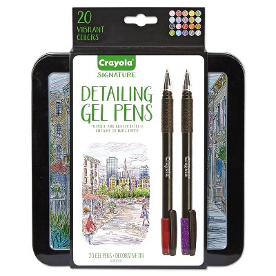 Crayola Detailing Stick Gel Pen Medium 1mm Assorted Ink Black Barrel 20/Set 586503