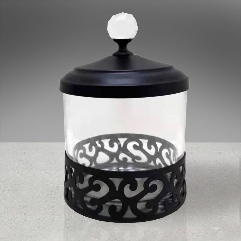Scroll Cotton Jar Black - Popular Bath Popular Home, 3 of 6
