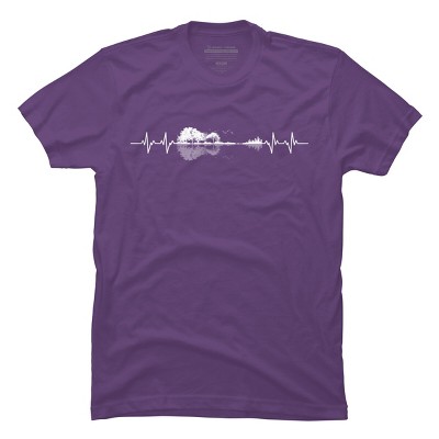 Men's Design By Humans Nature Guitar Heart Beat By Maryedenoa T-Shirt