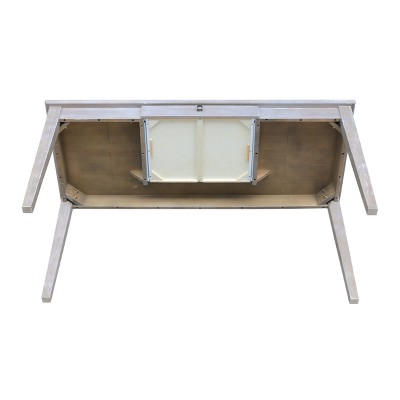 Transitional 60'' Washed Gray Taupe Home Office Desk with Drawer