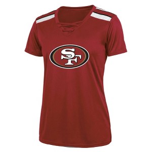 アメフトNFL 49ers ユニフォーム　レディース NFL San Francisco 49ers Women's Short Sleeve Lace-Up V-Neck