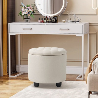 Grungis PU Leather Button Tufted Storage Benches with Removable Lid,Upholstered Storage Ottoman,Ottoman Bench for Living Room,Bedroom