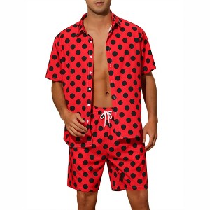Lars Amadeus Men's Summer Polka Dots Hawaiian Short Sleeves Set 2 Pcs - 1 of 4