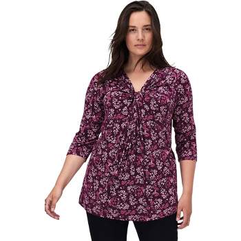 ellos Women's Plus Size Twisted Knot-Front Tunic