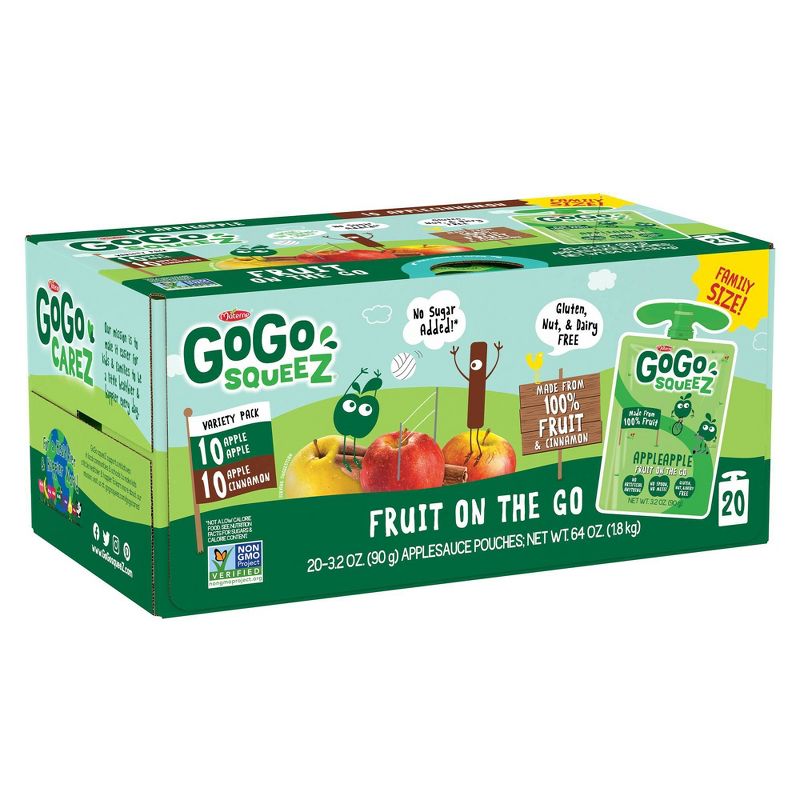 GoGo squeeZ Applesauce, Variety Apple/Cinnamon - 3.2oz/20ct, 3 of 8