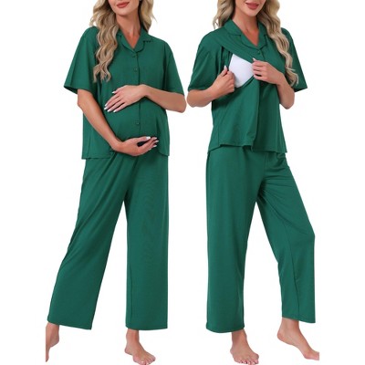 Ekouaer Nursing Pajama Set - Long Sleeve Maternity Sleepwear & Breastfeeding Thermal Clothes