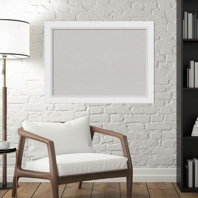 Blanco White and Grey Cork Bulletin Board with Geometric Frame