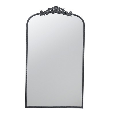 GlasFlength Decorative Wall Mirrors Baroque Inspired Full Length Mirror with Ornate Frame for Bathroom Living Room, Black, 24"*1.5"*41.7"