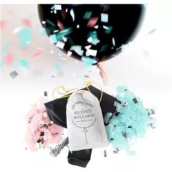 3' Jumbo Gender Reveal Pink and Blue Confetti Balloon Kit Black