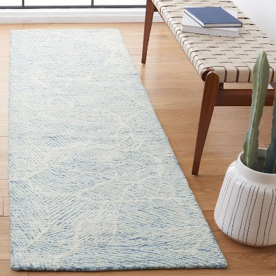 Metro Blue and Ivory Hand-Tufted Wool Runner Rug
