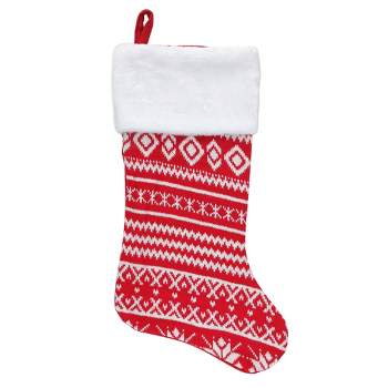 Northlight 22" Red and White Rustic Lodge Knit Christmas Stocking with Cuff