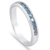 Pompeii3 1/4 cttw Blue Diamond Wedding Ring 14K White Gold Channel Set Stackable Band - 3 of 4