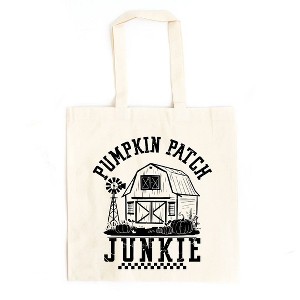 City Creek Prints Pumpkin Patch Junkie Barn Canvas Tote Bag - 15x16 - Natural - 1 of 2