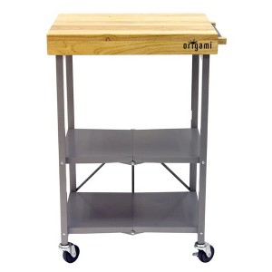 Origami Foldable Kitchen Island Cart, Wheeled Rolling Storage Cart with Shelves, Portable Prep Table for Kitchen, Dining Rooms, and Patios - 1 of 4