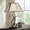 Franklin Iron Works Teri Rustic Farmhouse Table Lamp 27" Tall Brown Metal Scroll Light Mica Rectangular Shade for Bedroom Living Room Bedside Office - 2 of 4